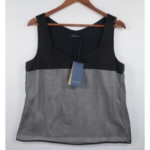 Piazza Sempione Dressy Tank Sleeveless Top Black Gray Capsule Size 46 US 10 12
